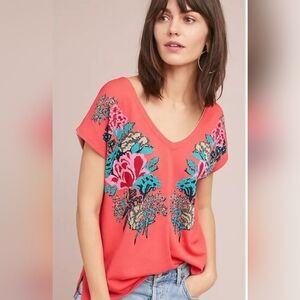 Aldo Martins By "ANTHROPOLOGIE" Vibrant Floral Tee